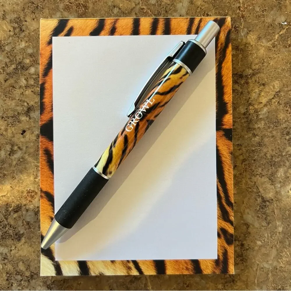 Tiger Print Notepad and Pen Set NEW